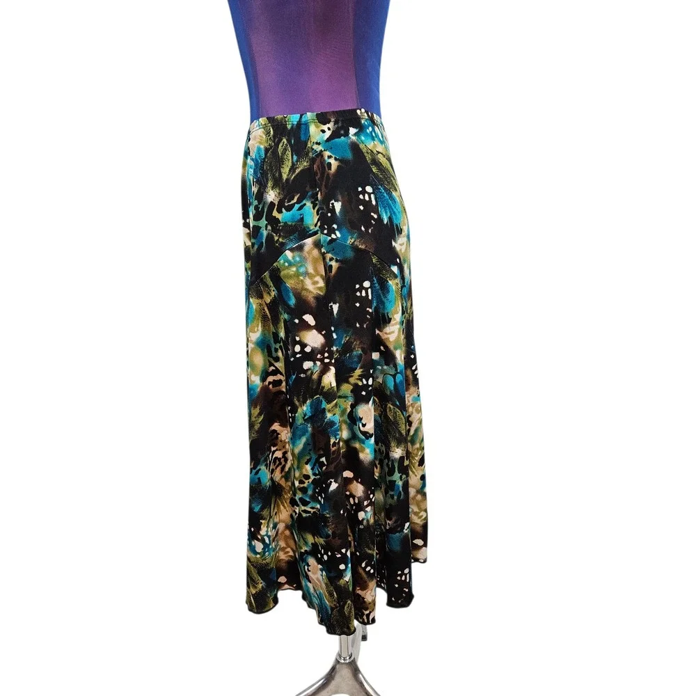 Vintage Y2K Forest Fairy Bleeker & McDougal Womens 1X Print Midi Skirt Bias Cut